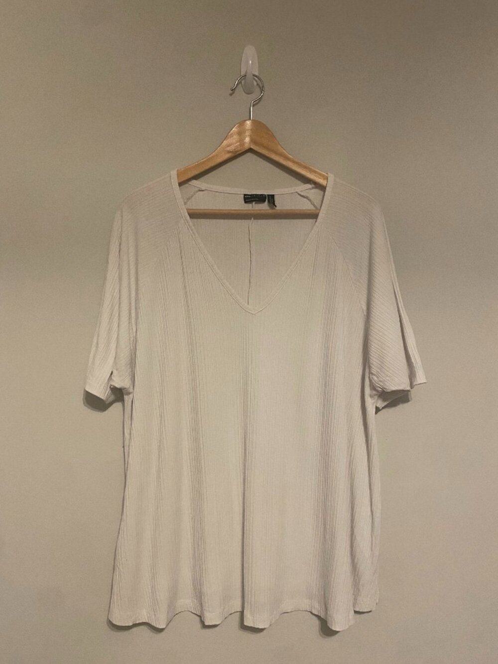 ASOS Textured Stripe V-Neck Shirt, US 12 (Maternity), White